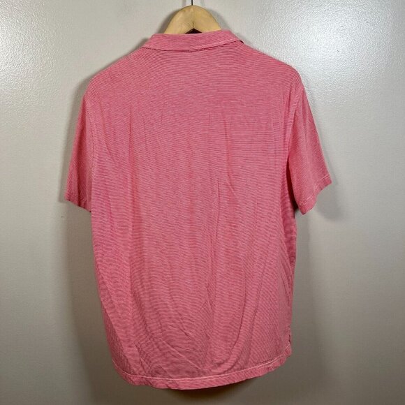 J. Mclaughlin Striped Polo Shirt Mens Size XL Pima Cotton Pink Red Preppy Work - Picture 2 of 7